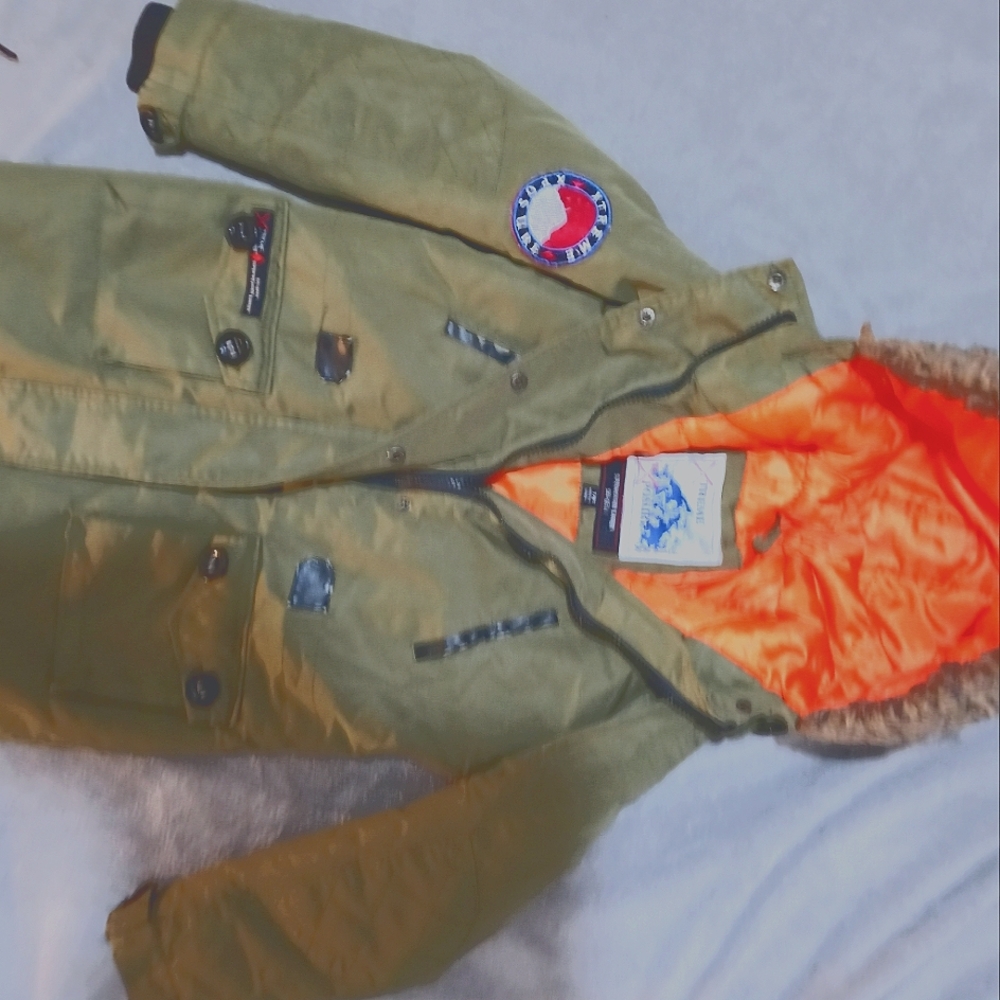 Superweather barrier Ski gear 7/8 olive Army green Orange inside unisex